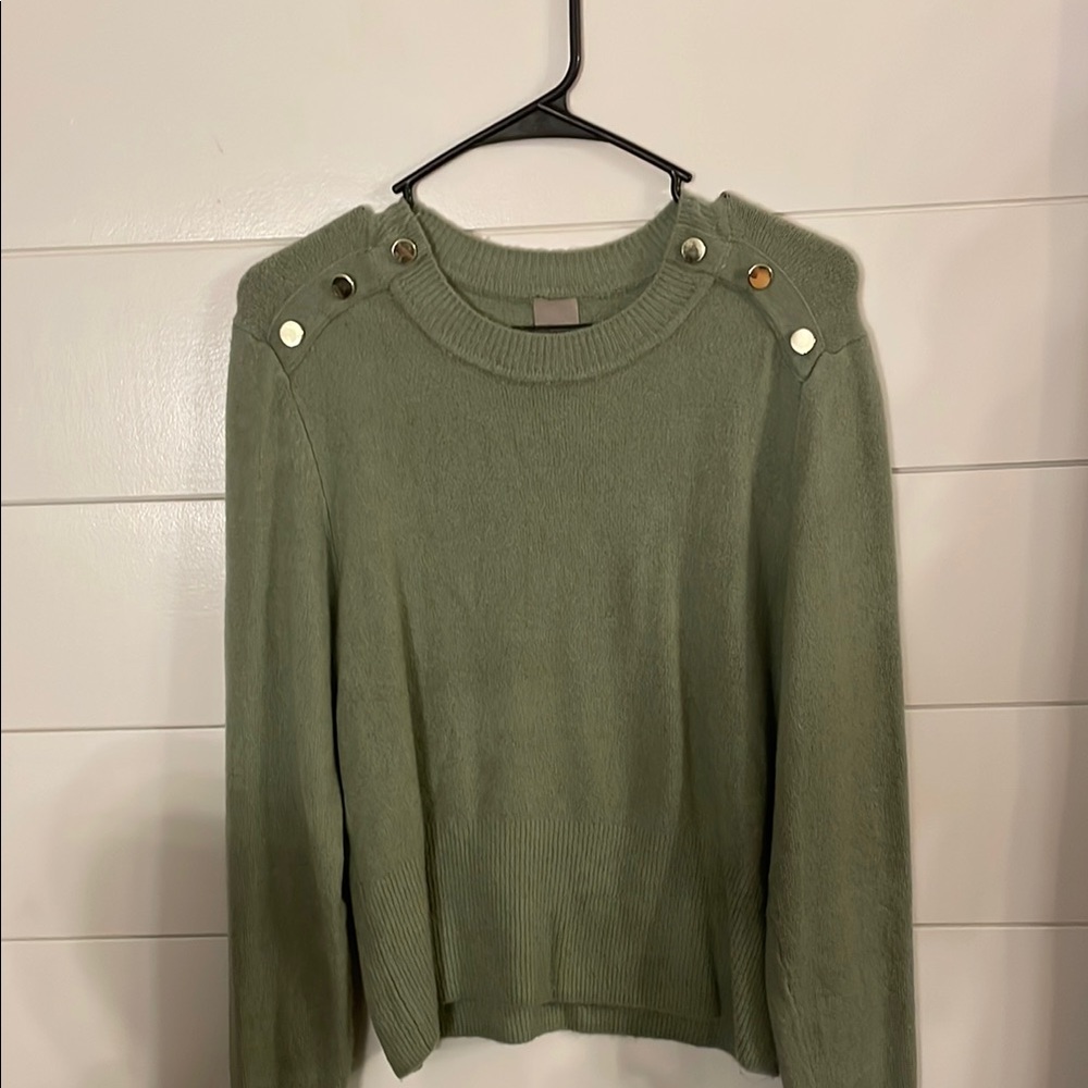 Olive Button-Detail Women's Sweater